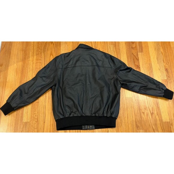 SCANDIA WOODS Leather Jacket Mens Size Large Black Bomber Motorcyle Fully Lined - Picture 12 of 12